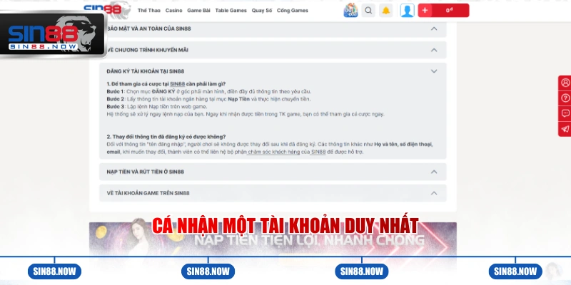 Hội viên quy định chỉ được phép sở hữu một tài khoản