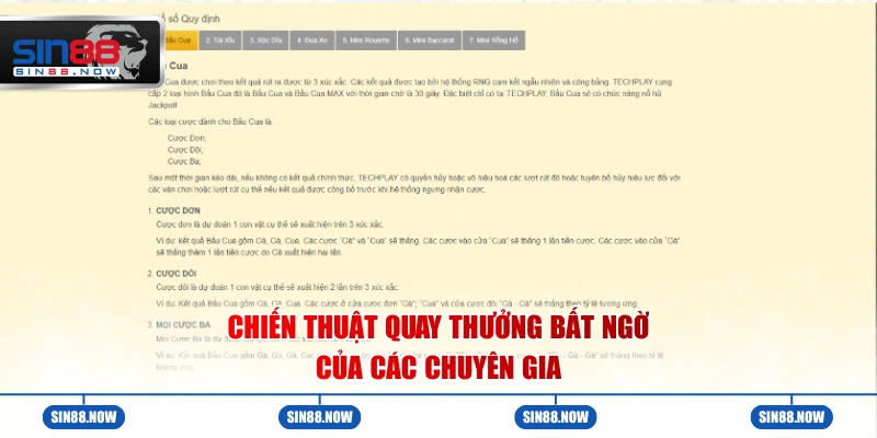 Chiến thuật quay thưởng bất ngờ của các chuyên gia