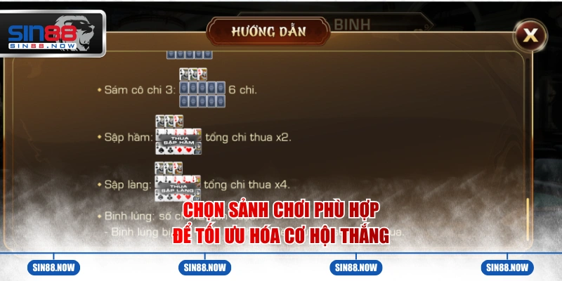 Chọn sảnh chơi phù hợp để tối ưu hóa cơ hội thắng