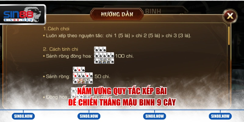 Nắm vững quy tắc xếp bài để chiến thắng mậu binh 9 Cây