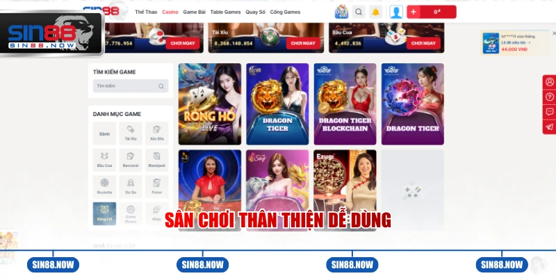 Sân chơi thân thiện người mới dễ dùng
