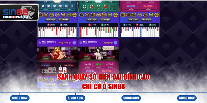 Sảnh quay số hiện đại đỉnh cao chỉ có ở Sin88