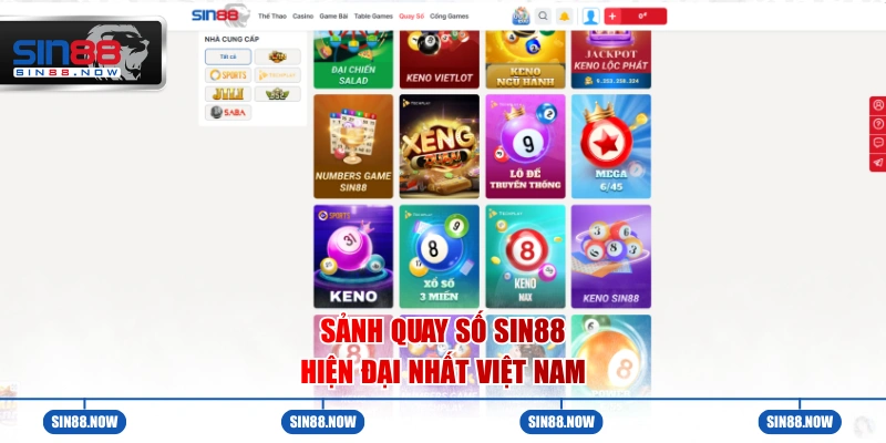 Sảnh quay số Sin88 hiện đại nhất Việt Nam