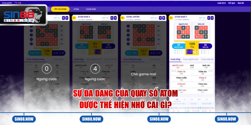 Sự đa dạng của quay số Atom được thể hiện nhờ cái gì?