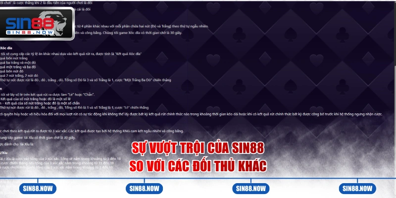 Sự vượt trội của Sin88 so với các đối thủ khác