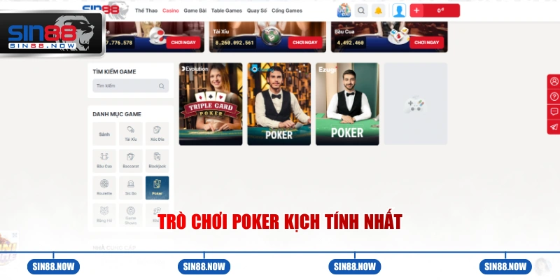 Trò chơi bài Poker online kịch tính nhất