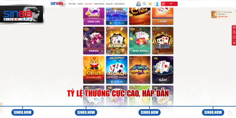 Ưu điểm tỷ lệ thưởng cực cao, hấp dẫn